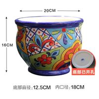 Talavera tembikar Meksiko Set Pot bunga Decal dekal meja berbentuk belah ketupat kecil sedang kobalt