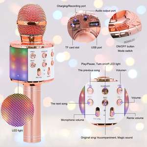Draadloze Karaoke Microfoon Handheld Draagbare Speaker Home Ktv Speler Met Dancing Led Verlichting Record Functie Voor Kinderen - Product Image 2