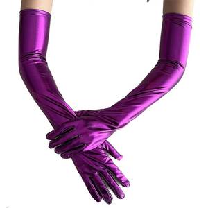 Gants longs en similicuir métallisé pour femmes, accessoires de costume de scène pour spectacles, longueur coude, pour soirées et événements. - Product Image 4