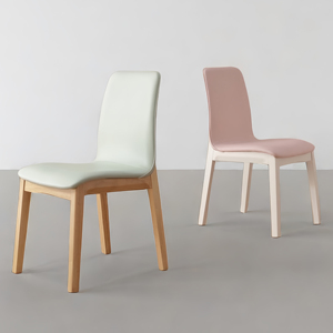 Nordic Solid Wood <strong>Dining</strong> <strong>Chair</strong> with Leather Upholstery Simple Light Luxury Backrest for Small Apartment White <strong>Cream</strong> Style - Product Image 2