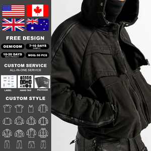 Sudadera con Capucha de Lona de Algodón para Hombre KingSen de Alta Calidad, con Cierre, Lavado Ácido, Estilo Urbano Invernal, Bordada - Product Image 2