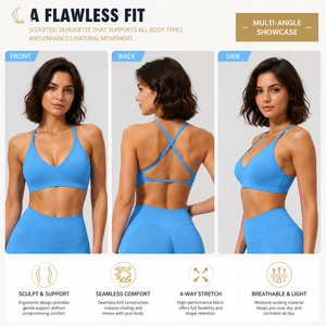 Reggiseno sportivo CNSHELL da donna 3-in-1 senza cuciture, con scollo all'americana, spalline incrociate regolabili, senza ferretto, <span class=keywords><strong>per</strong></span> yoga e uso quotidiano in palestra - Product Image 2