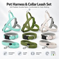 Harnais, collier et laisse pour chien en nylon rembourré, pour animaux de compagnie de petite, moyenne et grande taille, pour les promenades en plein air