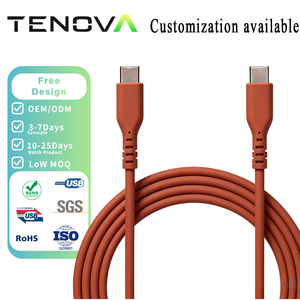 Cable USB C a C de Silicona Líquida Tenova Wholesaler 60W 65W 100W PD, 1M 2M 3M, Carga Rápida y Segura, Venta al Por Mayor - Product Image 1