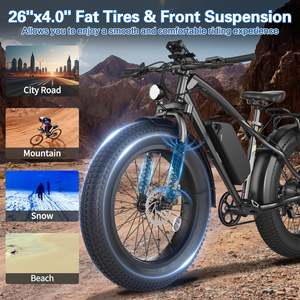 Dual Drive 26" Fat Tire Brushless Lithium Electric Mountain Bike with Torque <b>Sensor</b> Waterproof Urban Off-Road E-Bike - Product Image 2