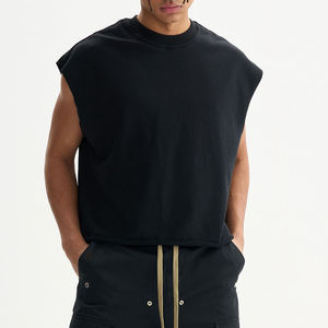 Camiseta sin mangas transpirable personalizada <span class=keywords><strong>de</strong></span> alta calidad para <span class=keywords><strong>hombre</strong></span>, camiseta sin mangas con borde crudo y dobladillo redondo, camiseta sin mangas cuadrada <span class=keywords><strong>de</strong></span> peso pesado - Product Image 2