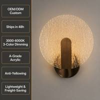 Lampe murale LED circulaire ultra-mince en acrylique effet glace craquelée moderne pour la décoration de la chambre à coucher et du salon
