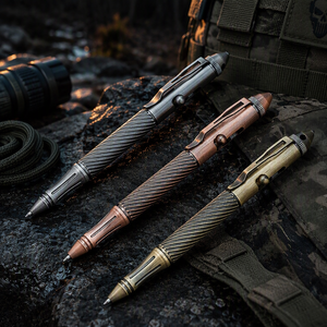 Elegante Bolígrafo Táctico de Defensa Personal EDC, Bolígrafo de Alta Resistencia con Mecanismo de Gatillo, Estilo Vintage en Latón - Product Image 1