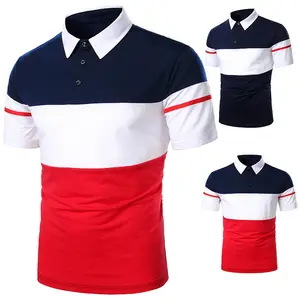 Spring Summer Men's Polo shirts Fashion Two Tone Splicing Webbing Design Casual Boys T-Shirts&Polo Shirts Custom