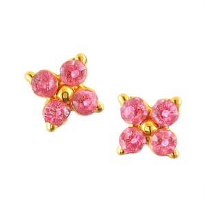 E4289 Orecchini a forma di fiore rosa dorato per donna, grazioso regalo di gioielli in lega - Product Image 1
