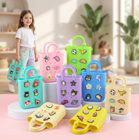 Pochette portable étanche en silicone pour filles, personnalisable avec breloques de dessins animés, à bandoulière unique, capacité 1L, motif fleur de chaussure mignonne