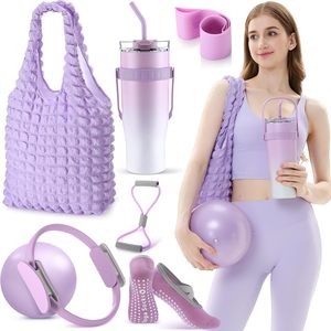 7-Piece Pilates Essentials Kit for Women 11.81\" <b>Circle</b> <b>Ring</b> Ball 9.84\" Yoga Ball Home Workout Pilates Equipment Packaged Bag - Product Image 1