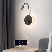 Lampe murale simple et moderne de style américain pour chambre à coucher Lampe de chevet de lecture minimaliste USB Angle réglable Source de lumière LED Aluminium