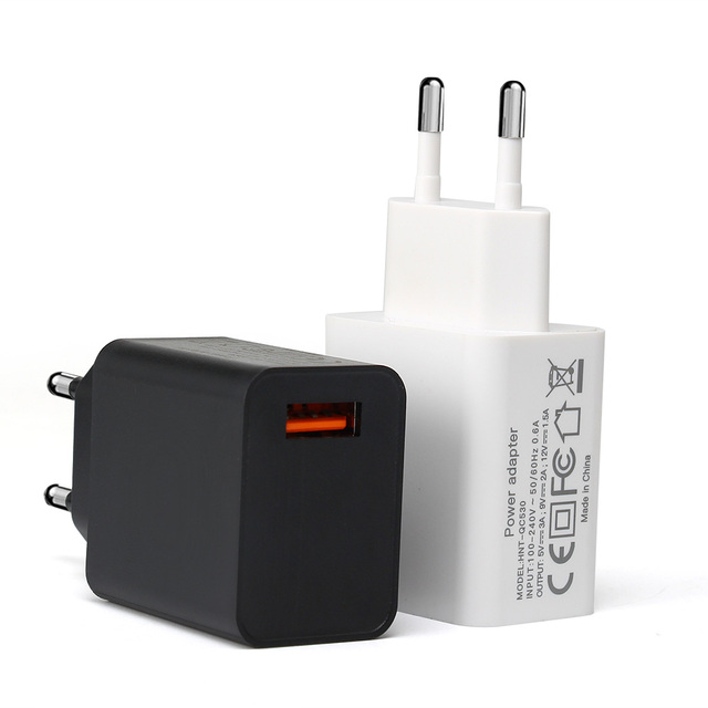 Mobile Phone Charger Quick Charge QC 3.0 4.0 18W Fast Charging EU US Plug Adapter Wall USB Charger