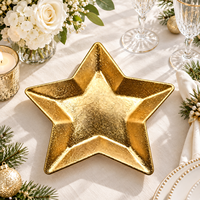 Assiette de service Wojia 13 pouces en forme d'étoile verte, en plastique PP écologique, revêtement poudré, luxe moderne, pour fêtes de Noël et événements, décoration de table