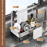 Égouttoir à torchons vertical en acier inoxydable 304, non pliable, avec panier d'égouttage, rangement pour robinet, étanche et anti-humidité, sans perçage