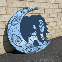 Miroir mural décoratif léger et incassable en forme de lune irrégulière, design anime personnalisé, logo durable