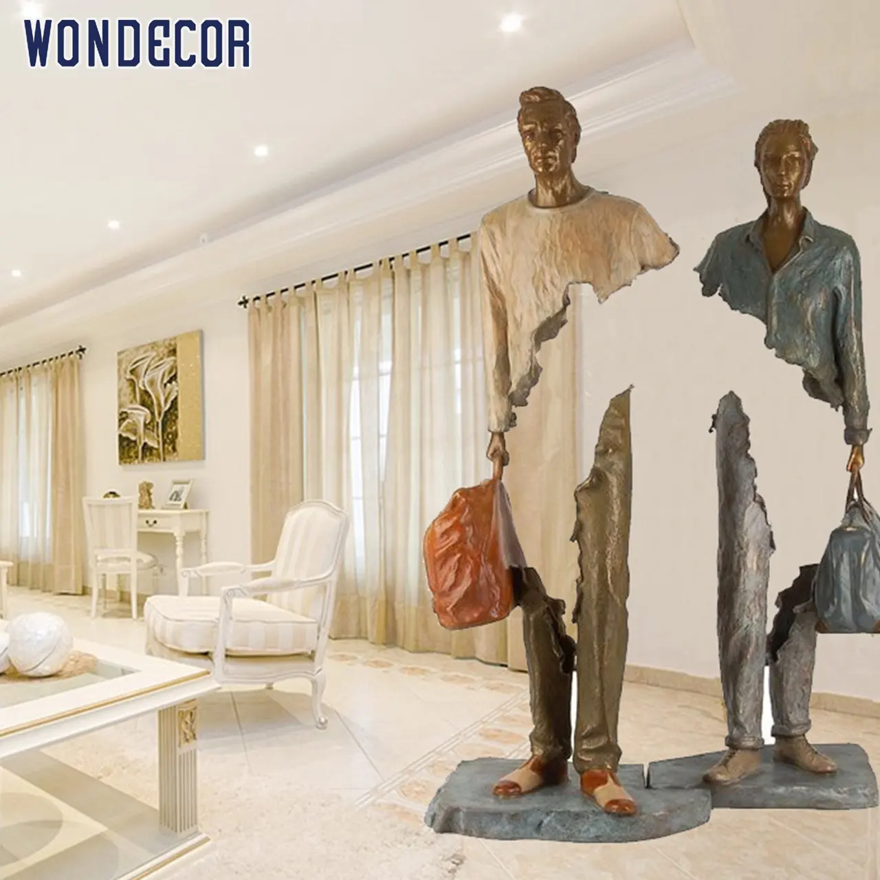 Wondecor Style Occidental Nouvelle Conception Offre Spéciale Maison Jardin Décor Abstrait Bronze Homme Sculpture