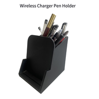 Organisateur de bureau en cuir PU avec chargeur sans fil, porte-stylo et support pour téléphone pour iPhone