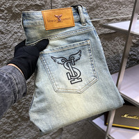 Jeans européens haut de gamme pour hommes, nouvelle tendance de la mode printemps-automne, pantalon droit élastique, décontracté et polyvalent