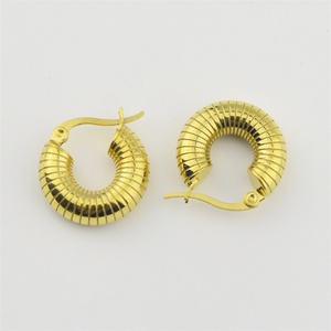 Boucles d'oreilles créoles épaisses plaquées or 18 carats, bijoux de mode - Product Image 1