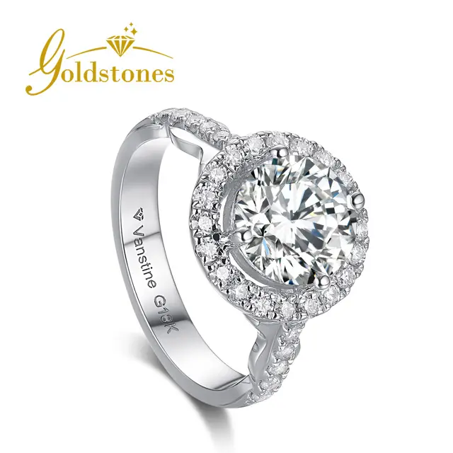 Classic Style 1ct Colorless Moissanite Halo Engagement Ring 10K 14K 18K Solid Gold Ring for Women