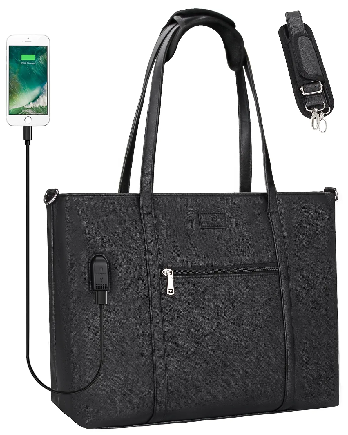 Bán Buôn Thời Trang Chần Không Thấm Nước USB Sạc Port Tote Ladies Túi Xách Cho Phụ Nữ