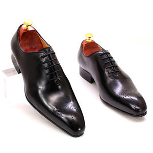 Chaussures en cuir pour hommes peintes à la main, cuir véritable, bout pointu, chaussures de ville pour hommes - Product Image 5