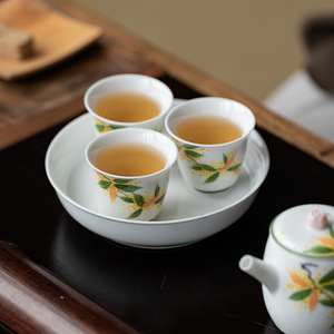 Guanlan White Porcelain Hand Painted Osmanthus <b>Teacup</b> Ceramic Master Cup Single Cup For Home Use Kung Fu Tea Set - Product Image 4