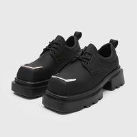 Chaussures derby à bout carré pour hommes, chaussures habillées à semelle plateforme et talon épais