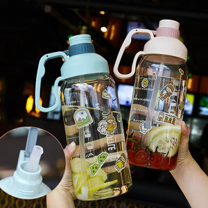 2000Ml Large Capacity Sports Water <b>Bottle</b> With Handle And <b>Straw</b> Reusable Plastic Cup For Outdoor Use - Product Image 1