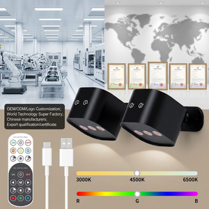 ไฟกลางคืน LED ทรงสี่เหลี่ยมแบบดั้งเดิม Beds15Color พร้อมรีโมทคอนโทรล ชาร์จแม่เหล็กได้ วัสดุ ABS ปรับความสว่างได้ RGB ชาร์จผ่าน USB สำหรับห้องนอน รับประกัน 2 ปี - Product Image 1