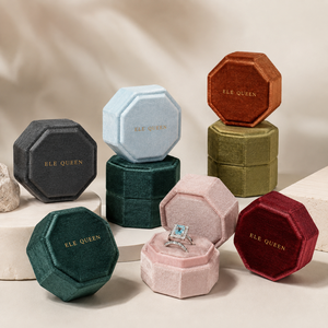 Premium Velvet Octagonal Jewelry <b>Box</b> Custom Logo <b>Ring</b> Case for Boutique Jewelry Packaging Gift Presentation and Collection - Product Image 1