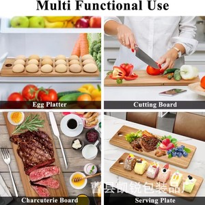 Egg <b>Storage</b> <b>Tray</b> Wooden Double Sided For Party Deli Display Multifunction Cutting Board With 18 Slots - Product Image 5