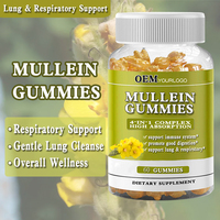 Gummies de molène sans sucre OEM/ODM pour le soutien pulmonaire et respiratoire, supplément végétalien non-OGM à base de plantes
