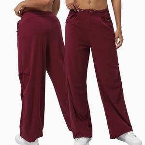 <span class=keywords><strong>Pantalon</strong></span> <span class=keywords><strong>cargo</strong></span> parachute léger en polyester/nylon pour femme, taille ajustable, ourlet ample, jambe large, streetwear, <span class=keywords><strong>pantalon</strong></span> de voyage et d'extérieur - Product Image 2