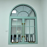 Ventana Corredera de Aluminio con Techo Curvo en Tonos Vibrantes, Fabricación OEM/ODM, Ventanas Correderas de Aluminio con Forma de Arco Personalizadas para Construcción Residencial