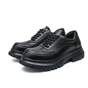 Chaussures Oxford Brogue pour Hommes en Cuir Gaufré Croco, Tailles <span class=keywords><strong>39</strong></span>-44, Couleurs Noir et Marron, Semelle Plateforme Épaisse en PU Léger, Chaussures Habillées Formelles pour Affaires - Product Image 2