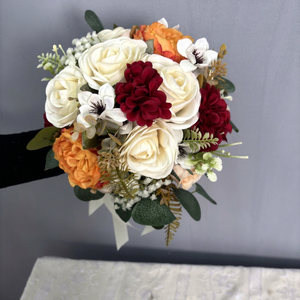 SMOOTH <b>Artificial</b> Flower Holding Flower Brown White Wedding Bridal Hand Flowers <b>Bouquet</b> For Event Wedding Party - Product Image 1
