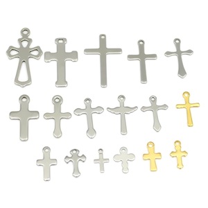 Breloques croix en acier inoxydable couleur argent et or pour bijoux DIY, collier, bracelet, pendentif, cadeau unisexe, pendentifs tendance - Product Image 1