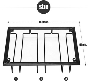 도매 및 OEM 551-34 홈 저장 단철 블랙 주방 홀더 랙 와인 안경 행거 선반 - Product Image 3