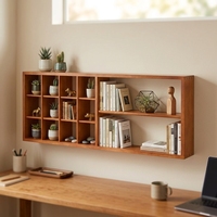 Support de rangement de tasses à 3 niveaux en bois de cerisier massif avec compartiment grillagé pour tasses à café, verres à eau, cuisine, bureau, personnalisable OEM