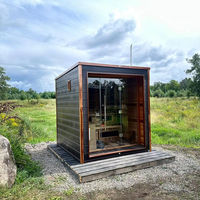 Sauna Exterior de Lujo para 2-6 Personas, Moderna, de Madera de Cedro Rojo Sólido, con Estufa Eléctrica y Baño de Vapor