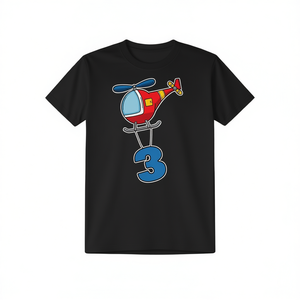T-shirt a maniche lunghe per bambini con elicottero di compleanno numero 3 - Product Image 2