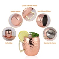 Meilleure vente 2026 sur AMZ : Tasse Moscow Mule 350 ml ou 500 ml en acier inoxydable 18/8, tasse martelée pour bière, cocktail, bar, en cuivre