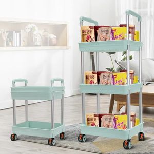 접이식 3 계층 스토리지 카트 유틸리티 친환경 PP 플라스틱 선반 트롤리 카트 롤링 스토리지 주최자 바퀴 카트 - Product Image 5