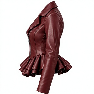 <b>Women</b>’s <b>Black</b> Faux Leather <b>Cropped</b> Hooded Jacket Long Sleeve Casual Zip Front <b>Top</b> - Product Image 4