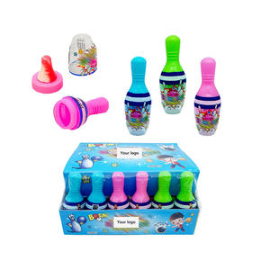 <span class=keywords><strong>Bonbons</strong></span> en gros personnalisés sous marque privée, sucettes colorées 2-en-1 en forme de boule de bowling avec poudre de sucre acidulé, <span class=keywords><strong>bonbons</strong></span> jouets pour enfants OEM/ODM - Product Image 1