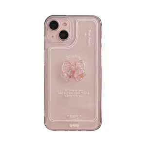 iphone14 pro max立体水晶透明硅胶软壳清新漂亮蝴蝶结外壳