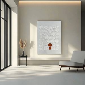 Pintura Moderna Blanca Estilo Wabi para Pared, Arte 3D en Lienzo, Arte Contemporáneo para Decoración del Hogar Moderno y Galería - Product Image 3